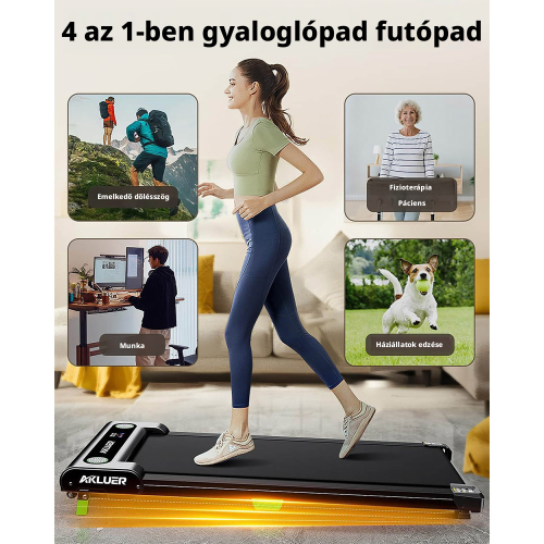 AKLUER 480L-A Sétapad és Futópad, Asztal Alá Helyezhető Walking Pad, Kézi Dőlésszögállítás, 0,6–6,4 km/h, 2,5 LE Motor, 150 kg 2