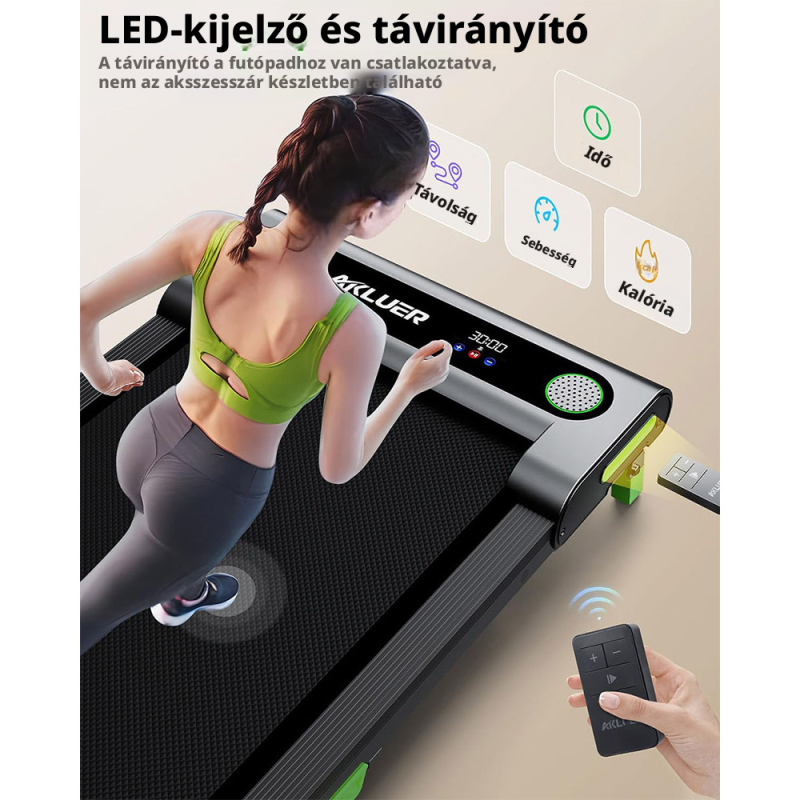 AKLUER 480L-A Sétapad és Futópad, Asztal Alá Helyezhető Walking Pad, Kézi Dőlésszögállítás, 0,6–6,4 km/h, 2,5 LE Motor, 150 kg