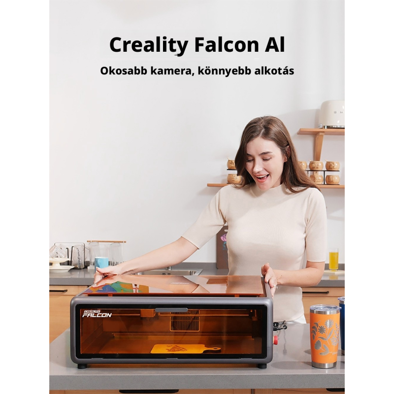 Creality Falcon A1 10W Lézergravírozó és Lézervágó Gép, CoreXY, Akár 600 mm/s, Intelligens Kamera, 305 × 381 mm Munkaterület, Zá