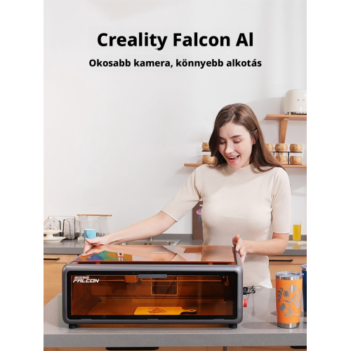 Creality Falcon A1 10W Lézergravírozó és Lézervágó Gép, CoreXY, Akár 600 mm/s, Intelligens Kamera, 305 × 381 mm Munkaterület, Zá