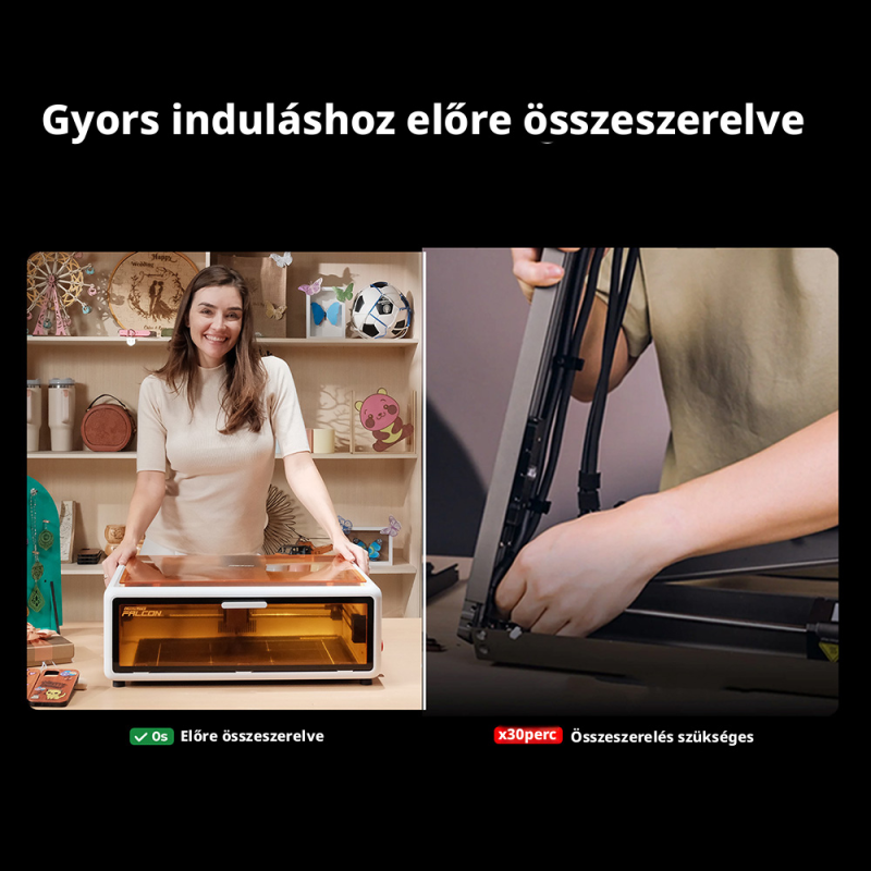 Creality Falcon A1 10W Lézergravírozó és Lézervágó Gép, CoreXY, Akár 600 mm/s, Intelligens Kamera, 305 × 381 mm Munkaterület, Zá