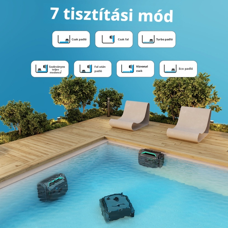 WYBOT C2 Vezeték Nélküli Robot Medencetisztító, Medence Porszívó, Padló-, Fal- és Vízvonal-tisztítás, Akár 180 perc Üzemidő, 200