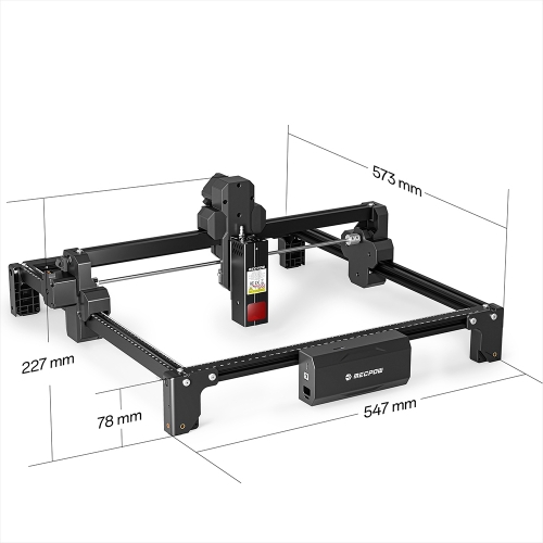 Mecpow X3S 7W Diódalézeres Lézergravírozó Gép, 360×360 mm Munkaterület, 10 000 mm/perc, 0,05×0,07 mm Lézerpont, WiFi és Type-C