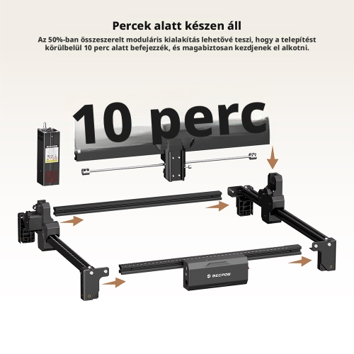 Mecpow X3S 7W Diódalézeres Lézergravírozó Gép, 360×360 mm Munkaterület, 10 000 mm/perc, 0,05×0,07 mm Lézerpont, WiFi és Type-C