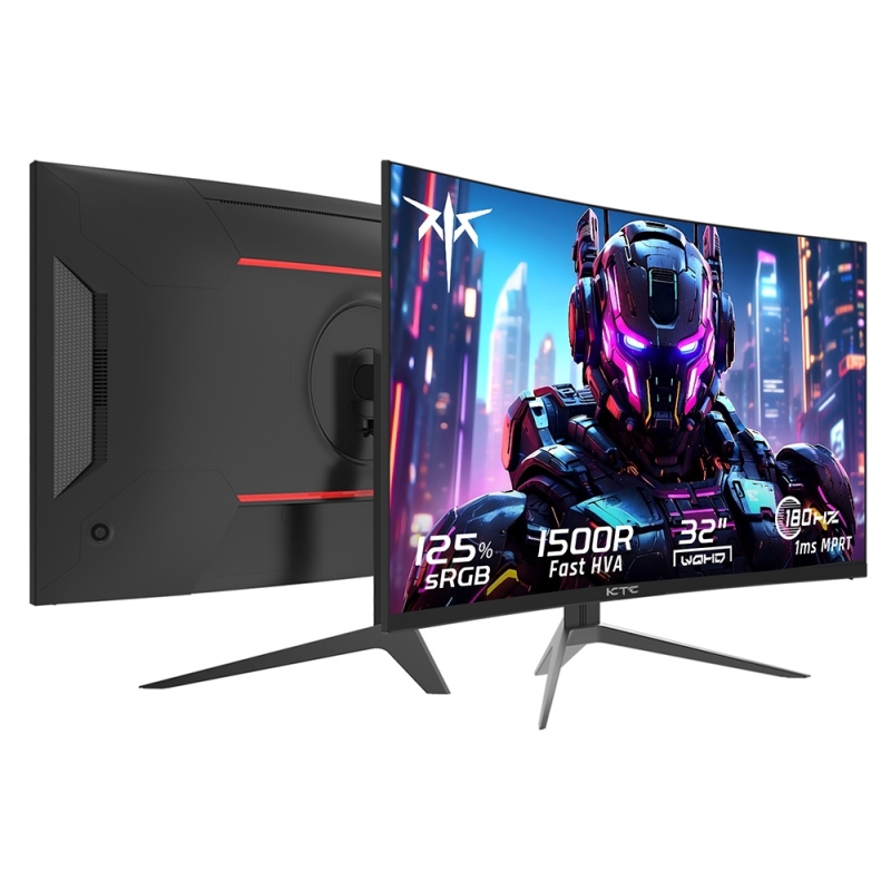 KTC H32S17 32" Ívelt Gaming Monitor, 2560×1440 QHD, 180 Hz, 1 ms MPRT, HVA, HDR10, 1500R