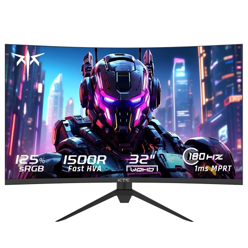 KTC H32S17 32" Ívelt Gaming Monitor, 2560×1440 QHD, 180 Hz, 1 ms MPRT, HVA, HDR10, 1500R