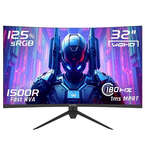 KTC H32S17 32" Ívelt Gaming Monitor, 2560×1440 QHD, 180 Hz, 1 ms MPRT, HVA, HDR10, 1500R