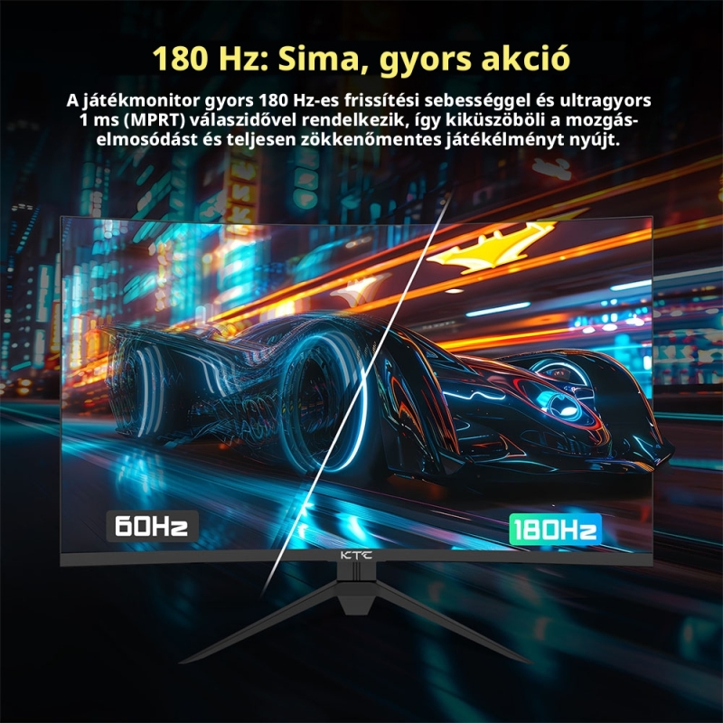 KTC H32S17 32" Ívelt Gaming Monitor, 2560×1440 QHD, 180 Hz, 1 ms MPRT, HVA, HDR10, 1500R