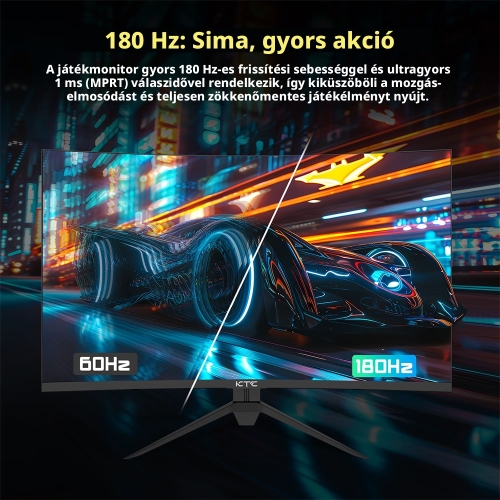 KTC H32S17 32" Ívelt Gaming Monitor, 2560×1440 QHD, 180 Hz, 1 ms MPRT, HVA, HDR10, 1500R