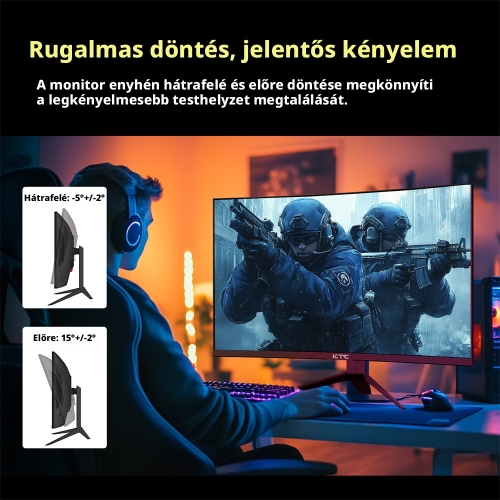 KTC H32S17 32" Ívelt Gaming Monitor, 2560×1440 QHD, 180 Hz, 1 ms MPRT, HVA, HDR10, 1500R