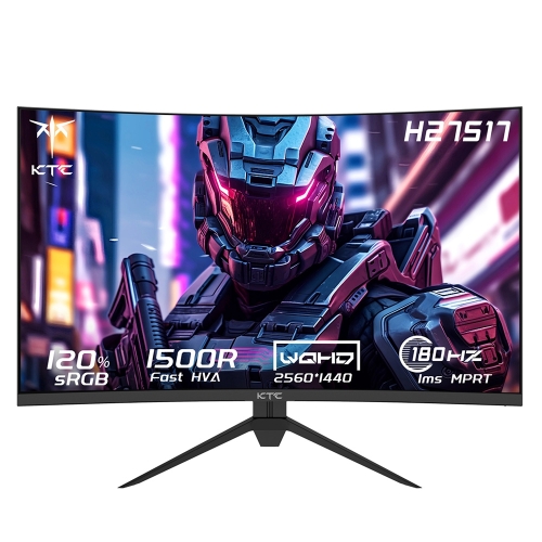 KTC H27S17 27" Ívelt Gaming Monitor, QHD 2560×1440, 180 Hz, 1 ms MPRT, HVA, HDR10, 1500R