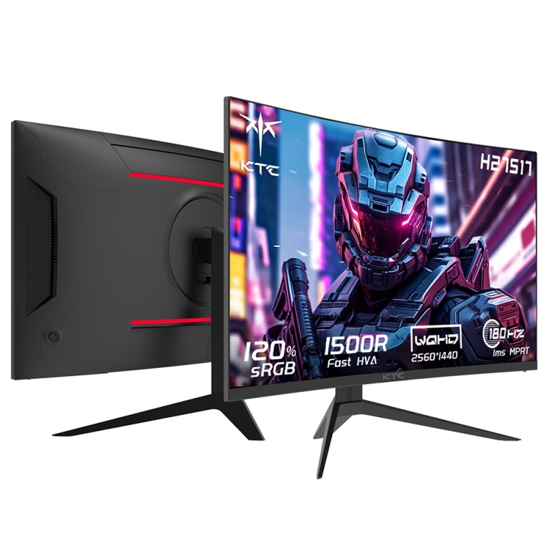 KTC H27S17 27" Ívelt Gaming Monitor, QHD 2560×1440, 180 Hz, 1 ms MPRT, HVA, HDR10, 1500R