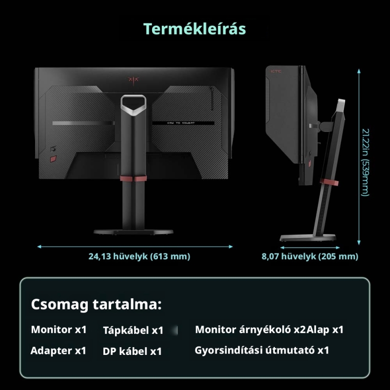 KTC H27E8 27" Gaming Monitor, QHD 2560×1440, 240 Hz, 1 ms MPRT, Fast IPS, HDR400
