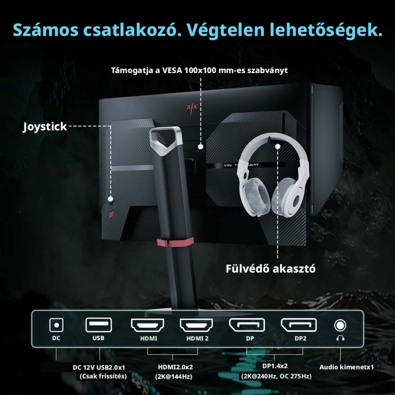 KTC H27E8 27" Gaming Monitor, QHD 2560×1440, 240 Hz, 1 ms MPRT, Fast IPS, HDR400
