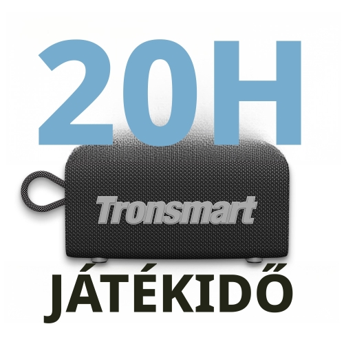 Tronsmart Trip Hordozható Bluetooth Hangszóró, 10 W, Bluetooth 5.3, IPX7, Akár 20 Óra Üzemidő, TWS, Fekete