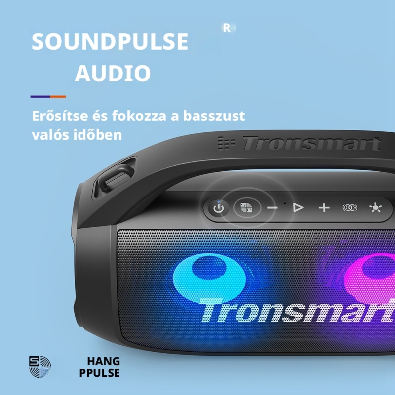 Tronsmart Bang SE Hordozható Bluetooth Party Hangszóró, 40 W, Bluetooth 5.3, IPX6, Akár 24 Óra Üzemidő, LED Fények