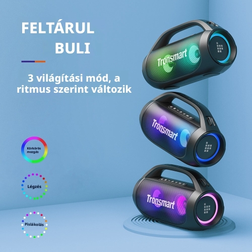 Tronsmart Bang SE Hordozható Bluetooth Party Hangszóró, 40 W, Bluetooth 5.3, IPX6, Akár 24 Óra Üzemidő, LED Fények