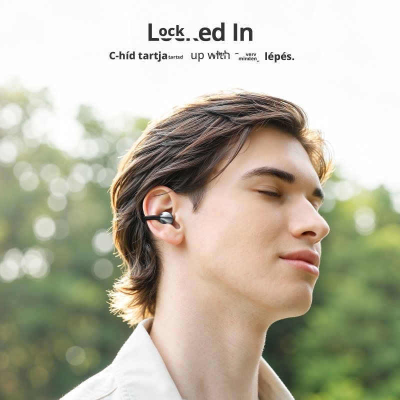 Tronsmart OpenFly Clip 2 Nyitott Kialakítású Bluetooth Fülhallgató, Hi-Res Audio, LDAC, Bluetooth 6.0, Akár 32 Óra Üzemidő, Feke