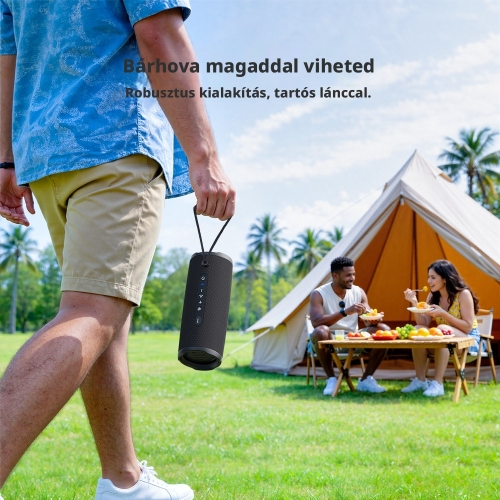 Tronsmart Mirtune C3 Plus Hordozható Bluetooth Hangszóró, 50 W, Bluetooth 6.0, IPX7, Auracast™, Akár 12 Óra Üzemidő, Fekete