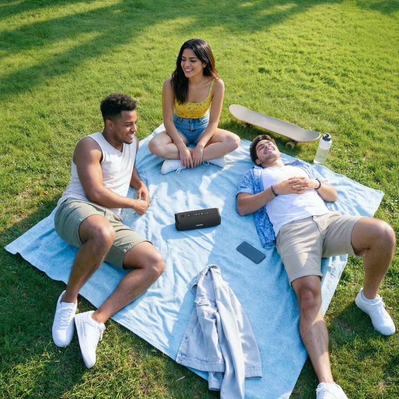 Tronsmart Mirtune C3 Plus Hordozható Bluetooth Hangszóró, 50 W, Bluetooth 6.0, IPX7, Auracast™, Akár 12 Óra Üzemidő, Fekete