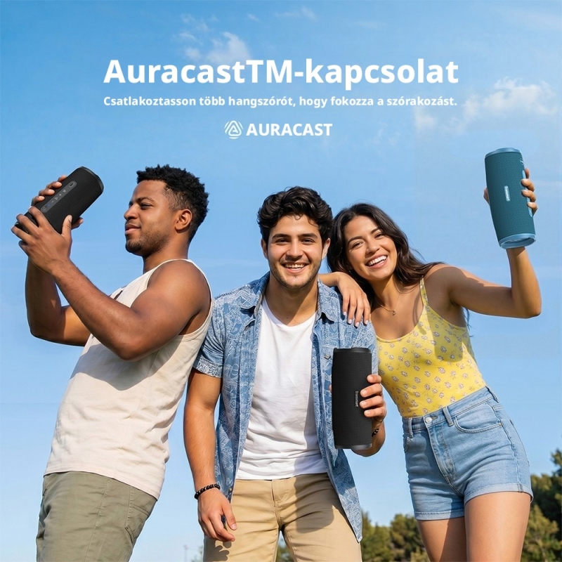Tronsmart Mirtune C3 Plus Hordozható Bluetooth Hangszóró, 50 W, Bluetooth 6.0, IPX7, Auracast™, Akár 12 Óra Üzemidő, Kék