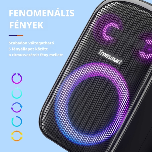 Tronsmart Halo 110 Hordozható Bluetooth Party Hangszóró, 60 W, Bluetooth 5.3, IPX6, Akár 18 Óra Üzemidő, Karaoke