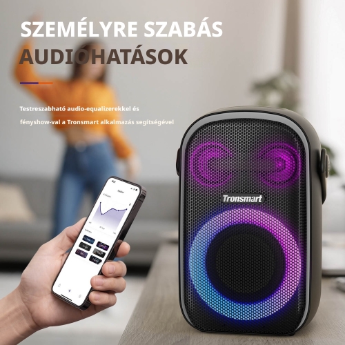 Tronsmart Halo 110 Hordozható Bluetooth Party Hangszóró, 60 W, Bluetooth 5.3, IPX6, Akár 18 Óra Üzemidő, Karaoke