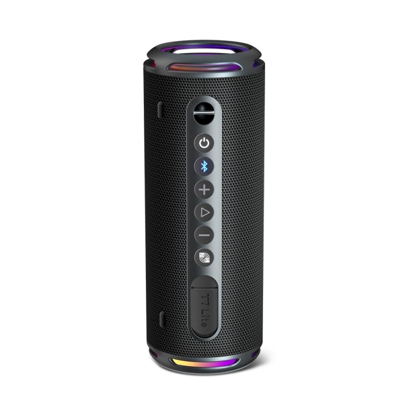 Tronsmart T7 Lite Hordozható Bluetooth Hangszóró, 24 W, Bluetooth 5.3, IPX7, Akár 24 Óra Üzemidő, LED Fények, Fekete