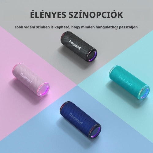 Tronsmart T7 Lite Hordozható Bluetooth Hangszóró, 24 W, Bluetooth 5.3, IPX7, Akár 24 Óra Üzemidő, LED Fények, Fekete