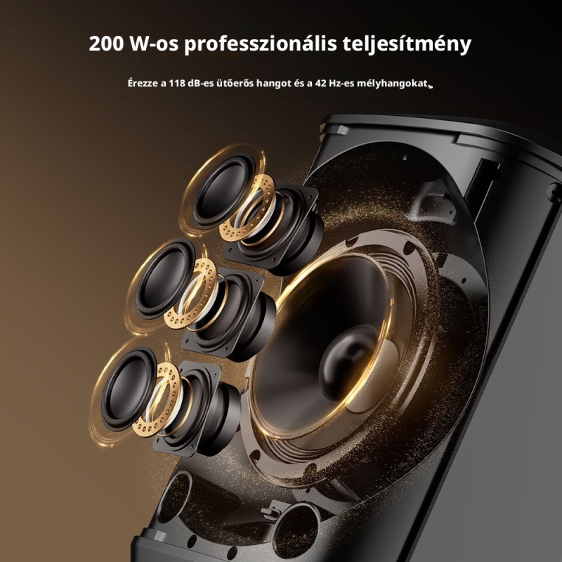 Tronsmart Hytune S1 Hordozható PA Hangrendszer, 200 W Csúcsteljesítmény, 3 Csatornás Keverő, Bluetooth 5.0, Akár 18 Óra Üzemidő