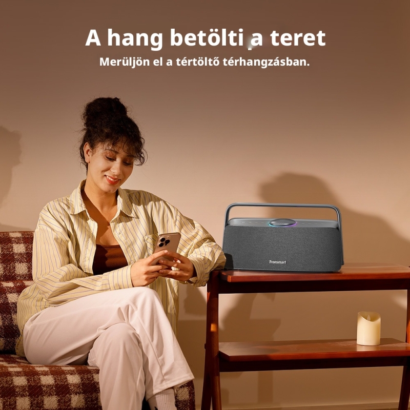 Tronsmart Fiitune X30 Otthoni Bluetooth Hangszóró, 80 W, Hi-Res LDAC, Térhangzás, Bluetooth 5.3, IPX6, Akár 14 Óra Üzemidő, Obsz