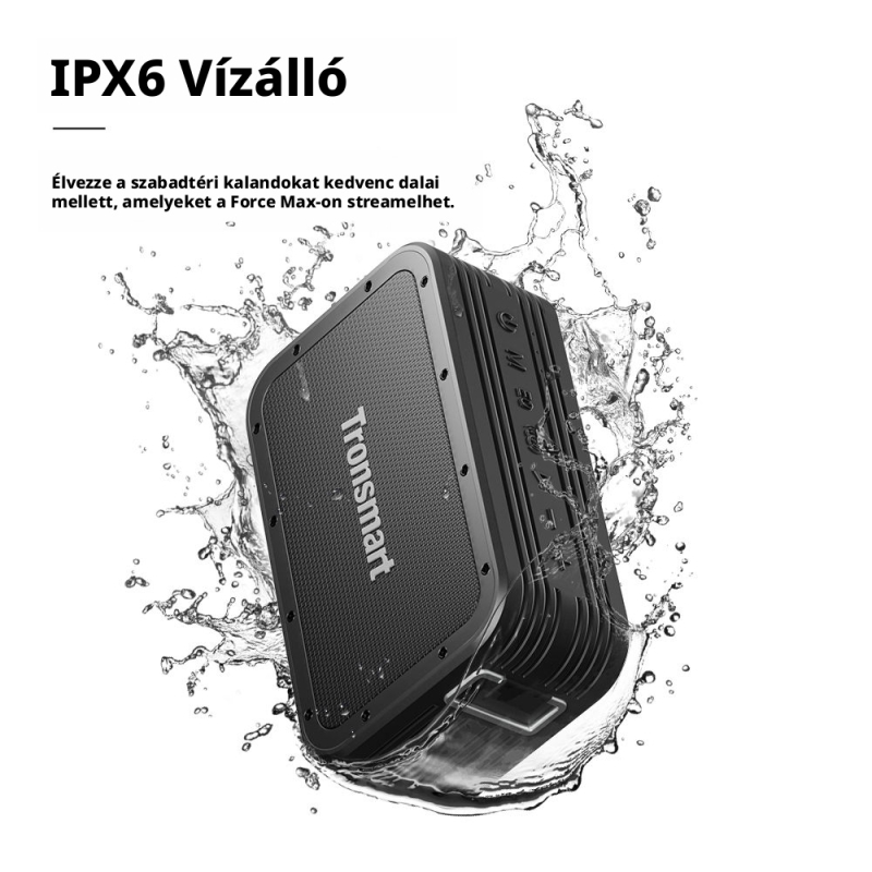 Tronsmart Force Max Hordozható Bluetooth Hangszóró, 80 W, SoundPulse®, Bluetooth 5.0, IPX6, Akár 13 Óra Üzemidő, Powerbank