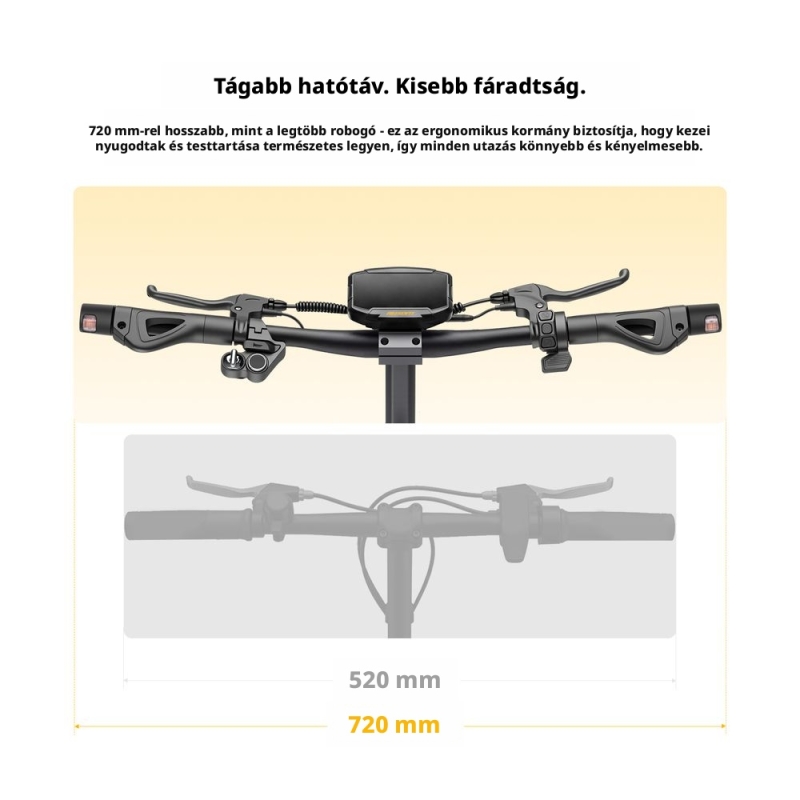 AUSOM K20 Elektromos Roller, 1100 W Csúcsteljesítmény, 45 km/h, Akár 70 km Hatótáv, 48 V 13,5 Ah, NFC