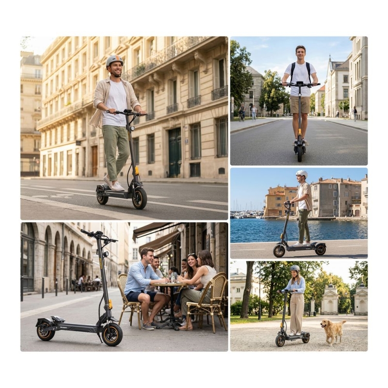 AUSOM K20 Elektromos Roller, 1100 W Csúcsteljesítmény, 45 km/h, Akár 70 km Hatótáv, 48 V 13,5 Ah, NFC