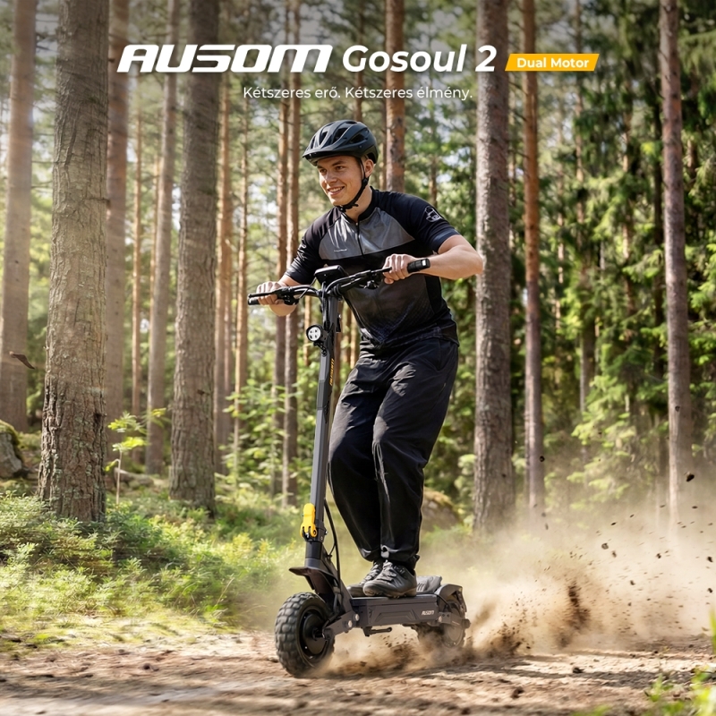 AUSOM Gosoul 2 Dual Motor Elektromos Roller, 2×1100 W, 50 km/h, Akár 70 km Hatótáv, 48 V 13,5 Ah, NFC