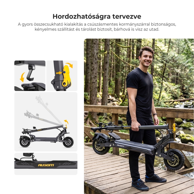 AUSOM Gosoul 2 Dual Motor Elektromos Roller, 2×1100 W, 50 km/h, Akár 70 km Hatótáv, 48 V 13,5 Ah, NFC