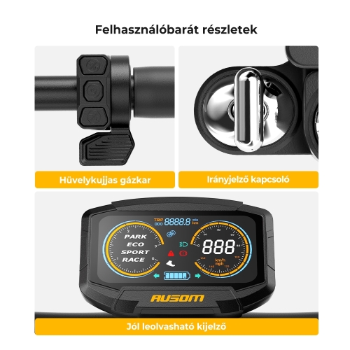 AUSOM Gosoul 2 Dual Motor Elektromos Roller, 2×1100 W, 50 km/h, Akár 70 km Hatótáv, 48 V 13,5 Ah, NFC