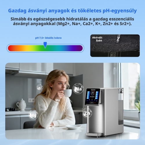 Hydrofast W100 Asztali RO Vízszűrő, 6 Fokozatú Szűrés, UV Sterilizálás, Azonnali Melegítés, 4 l Víztartály, TDS Kijelző
