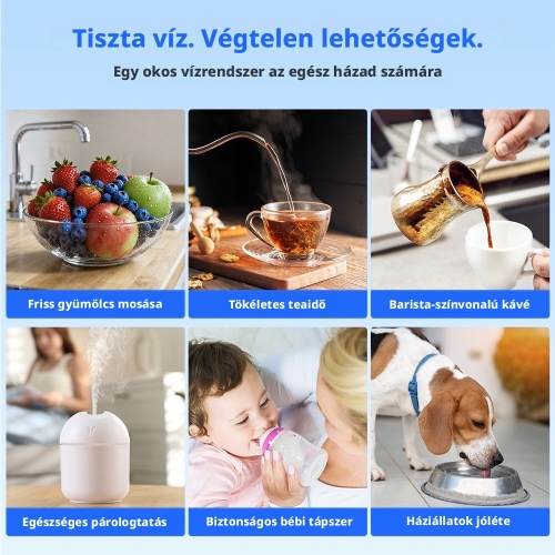 Hydrofast W100 Asztali RO Vízszűrő, 6 Fokozatú Szűrés, UV Sterilizálás, Azonnali Melegítés, 4 l Víztartály, TDS Kijelző