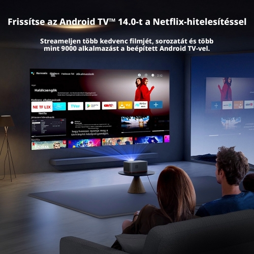 ETOE Whale Pro 2026 Okos Projektor, 1800 ANSI, Natív 1080P, Android TV 14.0, Netflix, 4K Dekódolás, Dolby Audio