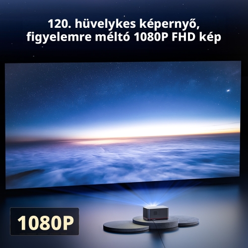 ETOE Whale Pro 2026 Okos Projektor, 1800 ANSI, Natív 1080P, Android TV 14.0, Netflix, 4K Dekódolás, Dolby Audio