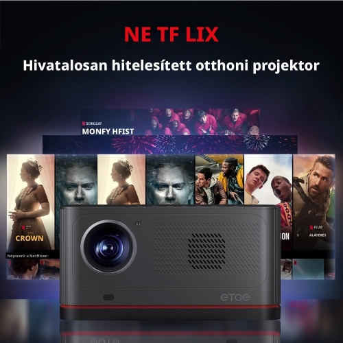 ETOE Whale Pro 2026 Okos Projektor, 1800 ANSI, Natív 1080P, Android TV 14.0, Netflix, 4K Dekódolás, Dolby Audio