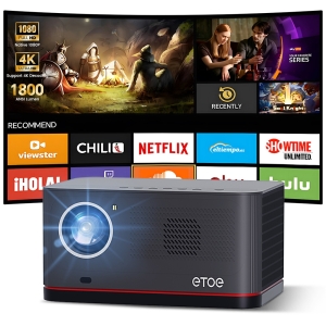 ETOE Whale Pro 2026 Okos Projektor, 1800 ANSI, Natív 1080P, Android TV 14.0, Netflix, 4K Dekódolás, Dolby Audio