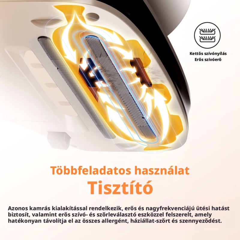 JIGOO S100 Atkaeltávolító Matracporszívó, 12 kPa Szívóerő, 80 000 Ütés/perc, UV Sterilizálás, 55 °C Forró Levegő, Atkaérzékelő